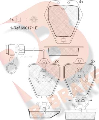 R Brake RB1693 - Kit pastiglie freno, Freno a disco autozon.pro