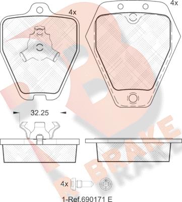 R Brake RB1692 - Kit pastiglie freno, Freno a disco autozon.pro