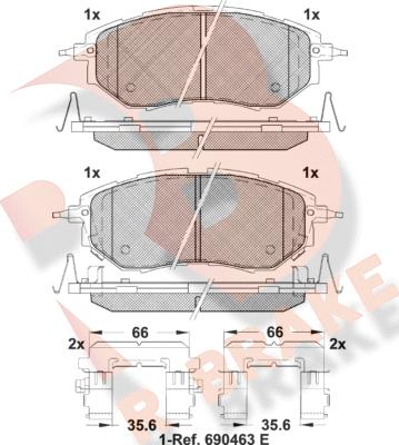 R Brake RB1697-066 - Kit pastiglie freno, Freno a disco autozon.pro