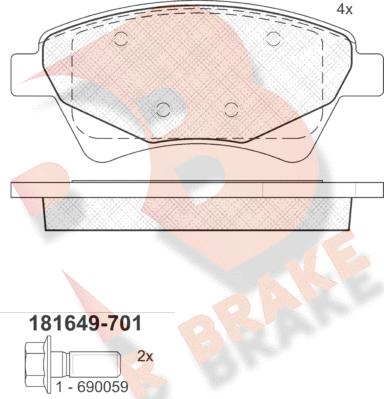 R Brake RB1649-701 - Kit pastiglie freno, Freno a disco autozon.pro