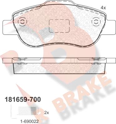 R Brake RB1659-700 - Kit pastiglie freno, Freno a disco autozon.pro