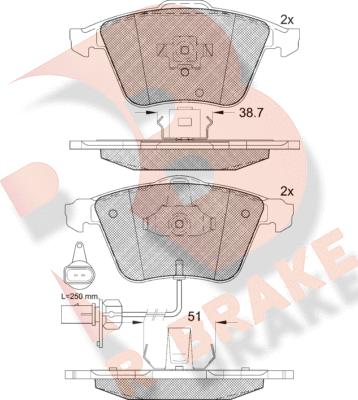 R Brake RB1654 - Kit pastiglie freno, Freno a disco autozon.pro