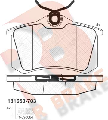 R Brake RB1650-703 - Kit pastiglie freno, Freno a disco autozon.pro