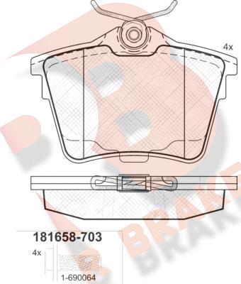 R Brake RB1658-703 - Kit pastiglie freno, Freno a disco autozon.pro