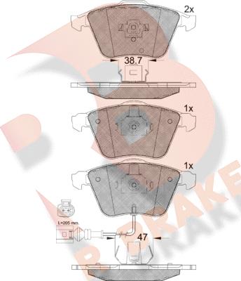 R Brake RB1653 - Kit pastiglie freno, Freno a disco autozon.pro