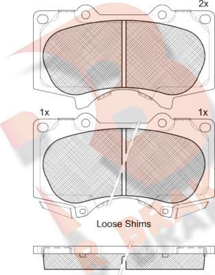 R Brake RB1665 - Kit pastiglie freno, Freno a disco autozon.pro