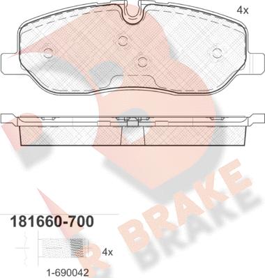 R Brake RB1660-700 - Kit pastiglie freno, Freno a disco autozon.pro