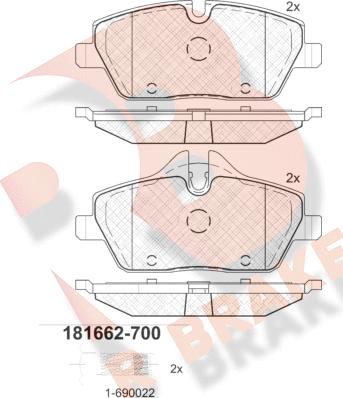 R Brake RB1662-700 - Kit pastiglie freno, Freno a disco autozon.pro