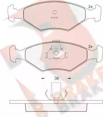 R Brake RB1604 - Kit pastiglie freno, Freno a disco autozon.pro