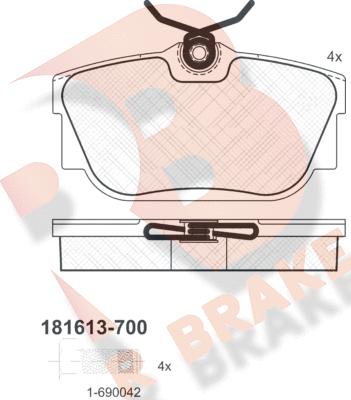 R Brake RB1613-700 - Kit pastiglie freno, Freno a disco autozon.pro