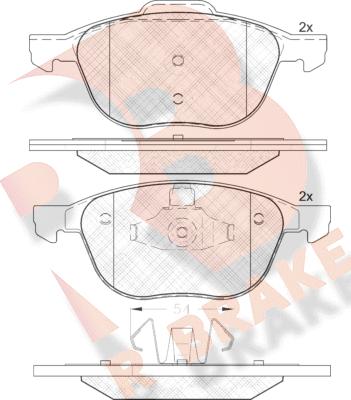 R Brake RB1617-202 - Kit pastiglie freno, Freno a disco autozon.pro