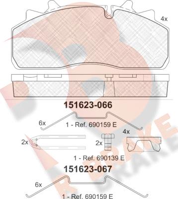 R Brake RB1623 - Kit pastiglie freno, Freno a disco autozon.pro