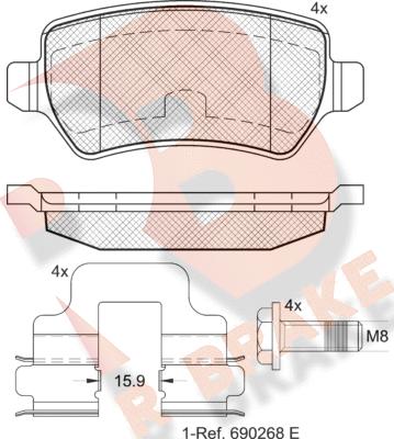 R Brake RB1622-204 - Kit pastiglie freno, Freno a disco autozon.pro