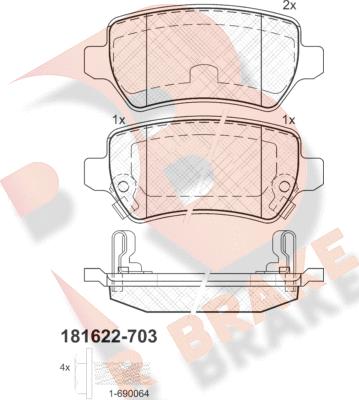 R Brake RB1622-703 - Kit pastiglie freno, Freno a disco autozon.pro