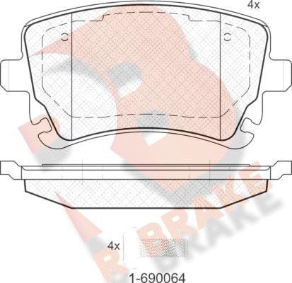 R Brake RB1674-204 - Kit pastiglie freno, Freno a disco autozon.pro