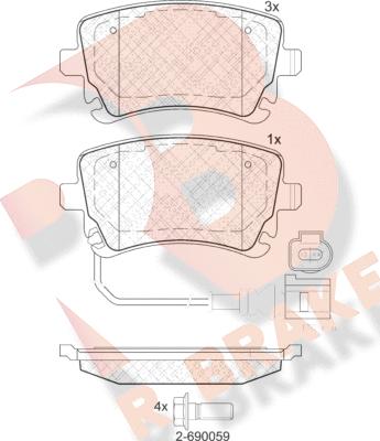 R Brake RB1674-203 - Kit pastiglie freno, Freno a disco autozon.pro