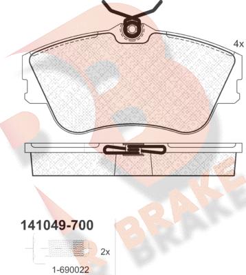 R Brake RB1049-700 - Kit pastiglie freno, Freno a disco autozon.pro