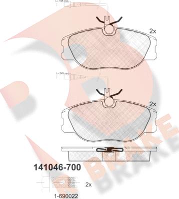 R Brake RB1046-700 - Kit pastiglie freno, Freno a disco autozon.pro