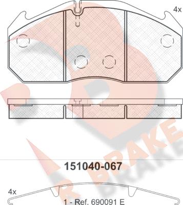 R Brake RB1040 - Kit pastiglie freno, Freno a disco autozon.pro