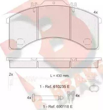 R Brake RB1043-111 - Kit pastiglie freno, Freno a disco autozon.pro