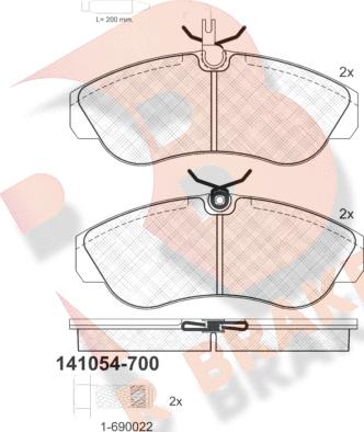 R Brake RB1054-700 - Kit pastiglie freno, Freno a disco autozon.pro