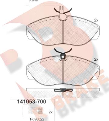 R Brake RB1053-700 - Kit pastiglie freno, Freno a disco autozon.pro