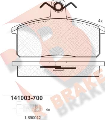 R Brake RB1003-700 - Kit pastiglie freno, Freno a disco autozon.pro