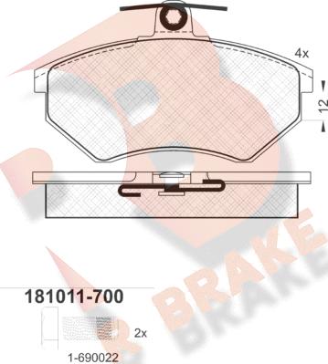 R Brake RB1011-700 - Kit pastiglie freno, Freno a disco autozon.pro