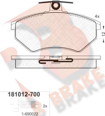 R Brake RB1012-700 - Kit pastiglie freno, Freno a disco autozon.pro