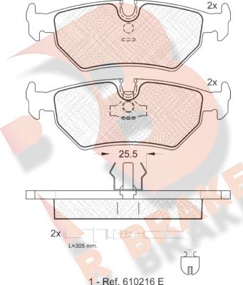 R Brake RB1087 - Kit pastiglie freno, Freno a disco autozon.pro