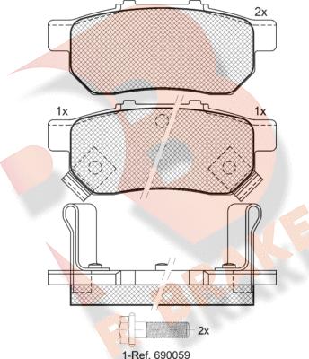 R Brake RB1024 - Kit pastiglie freno, Freno a disco autozon.pro