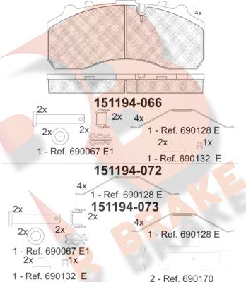 R Brake RB1194 - Kit pastiglie freno, Freno a disco autozon.pro