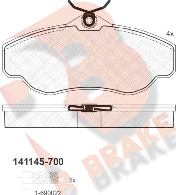 R Brake RB1145-700 - Kit pastiglie freno, Freno a disco autozon.pro