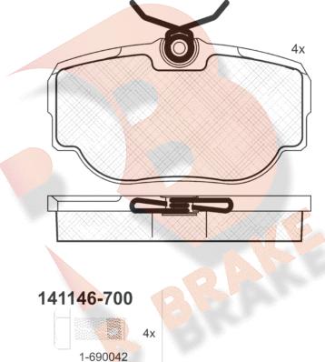 R Brake RB1146-700 - Kit pastiglie freno, Freno a disco autozon.pro