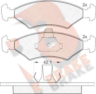 R Brake RB1142 - Kit pastiglie freno, Freno a disco autozon.pro