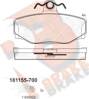 R Brake RB1155-700 - Kit pastiglie freno, Freno a disco autozon.pro