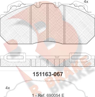 R Brake RB1163 - Kit pastiglie freno, Freno a disco autozon.pro