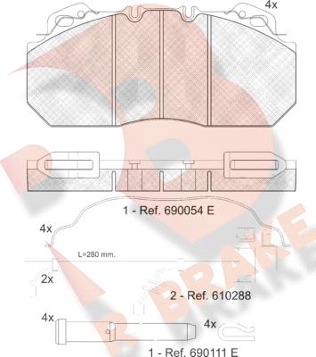 R Brake RB1163-119 - Kit pastiglie freno, Freno a disco autozon.pro