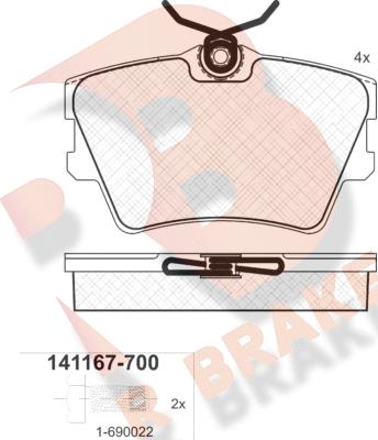 R Brake RB1167-700 - Kit pastiglie freno, Freno a disco autozon.pro