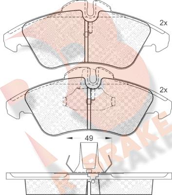 R Brake RB1104-046 - Kit pastiglie freno, Freno a disco autozon.pro