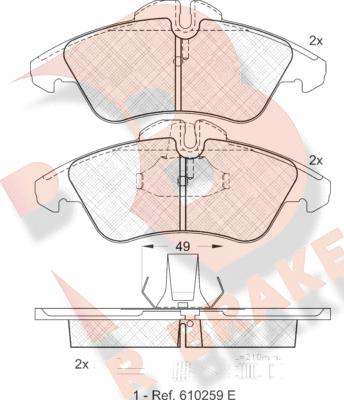 R Brake RB1104 - Kit pastiglie freno, Freno a disco autozon.pro