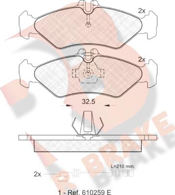 R Brake RB1102 - Kit pastiglie freno, Freno a disco autozon.pro