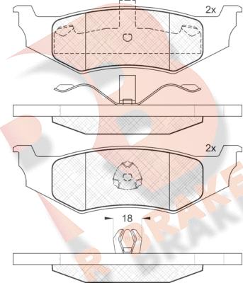 R Brake RB1114 - Kit pastiglie freno, Freno a disco autozon.pro