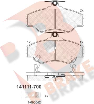 R Brake RB1111-700 - Kit pastiglie freno, Freno a disco autozon.pro