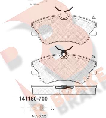 R Brake RB1180-700 - Kit pastiglie freno, Freno a disco autozon.pro