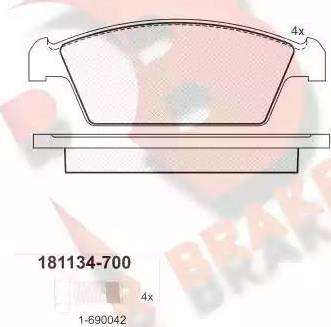 R Brake RB1134-700 - Kit pastiglie freno, Freno a disco autozon.pro