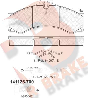 R Brake RB1126-700 - Kit pastiglie freno, Freno a disco autozon.pro