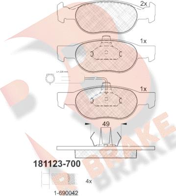 R Brake RB1123-700 - Kit pastiglie freno, Freno a disco autozon.pro