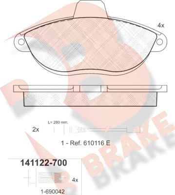 R Brake RB1122-700 - Kit pastiglie freno, Freno a disco autozon.pro