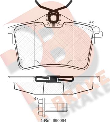 R Brake RB1895 - Kit pastiglie freno, Freno a disco autozon.pro